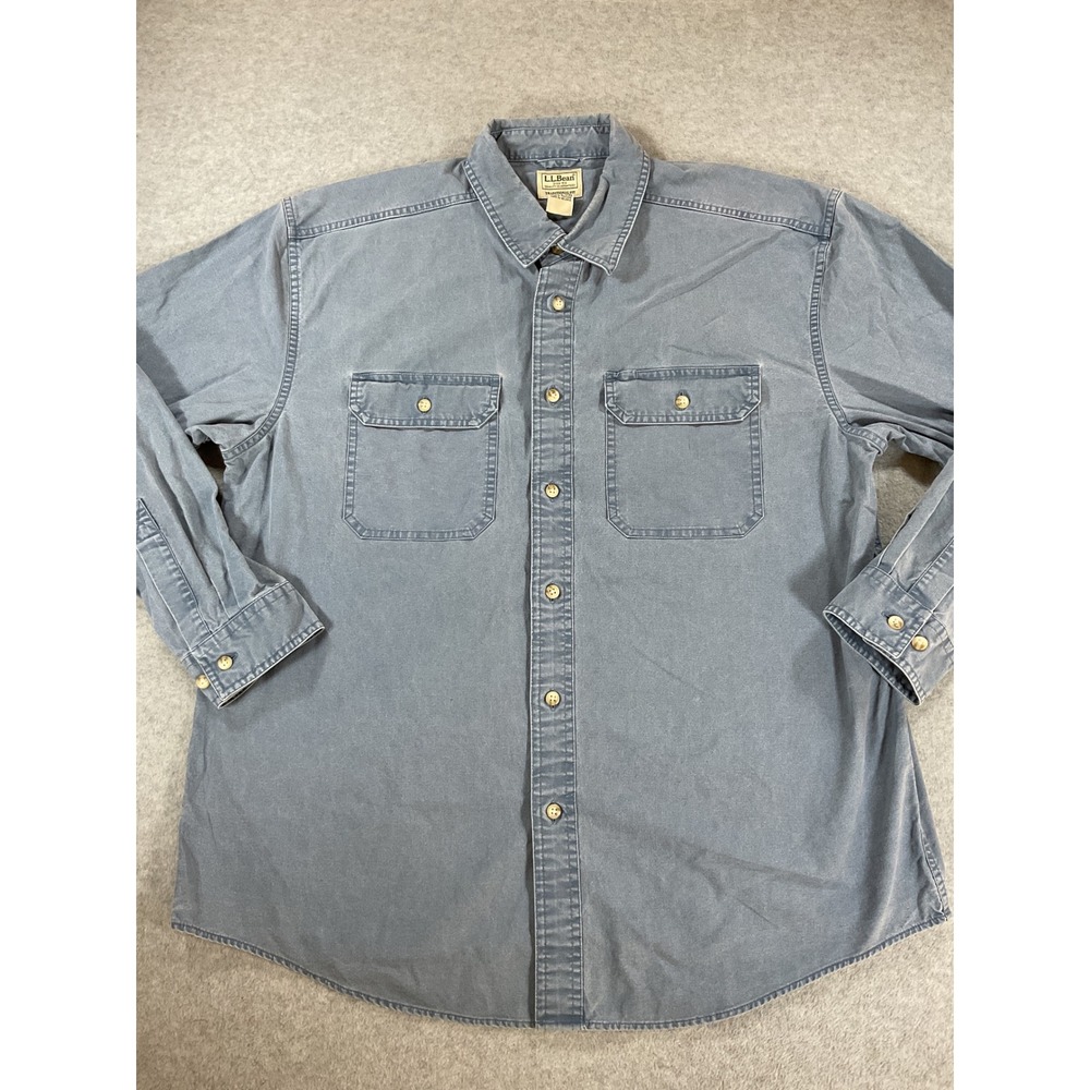LL Bean Mens Blue Cotton Traditional Fit LS Button Down Shirt Large L-REG 2549